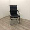 Stoel Schaffenburg zwart leer chroom sledeframe