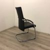 Stoel Schaffenburg zwart leer chroom sledeframe