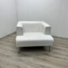 Fauteuil wit leer van Satelliet met chromen poten